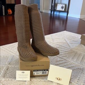 UGG Tan Crochet Tall Boots